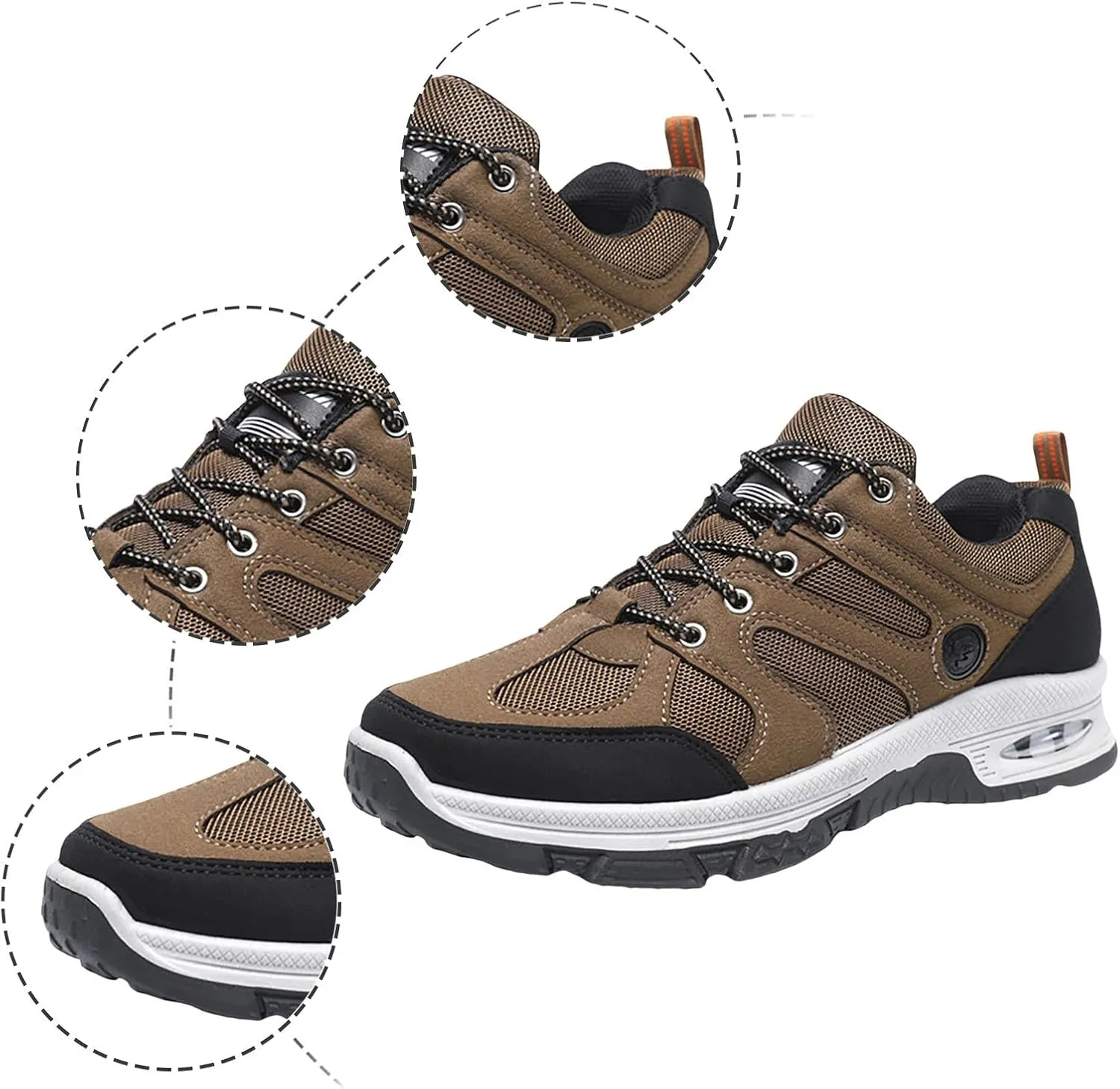 Hiking Shoes Men Breathable Non Slip Sneakers Lightweight Low Top Boots for Outdoor Climbing Trekking Walking Mountaineering Daily Work Shoes for Men with Air Cushion