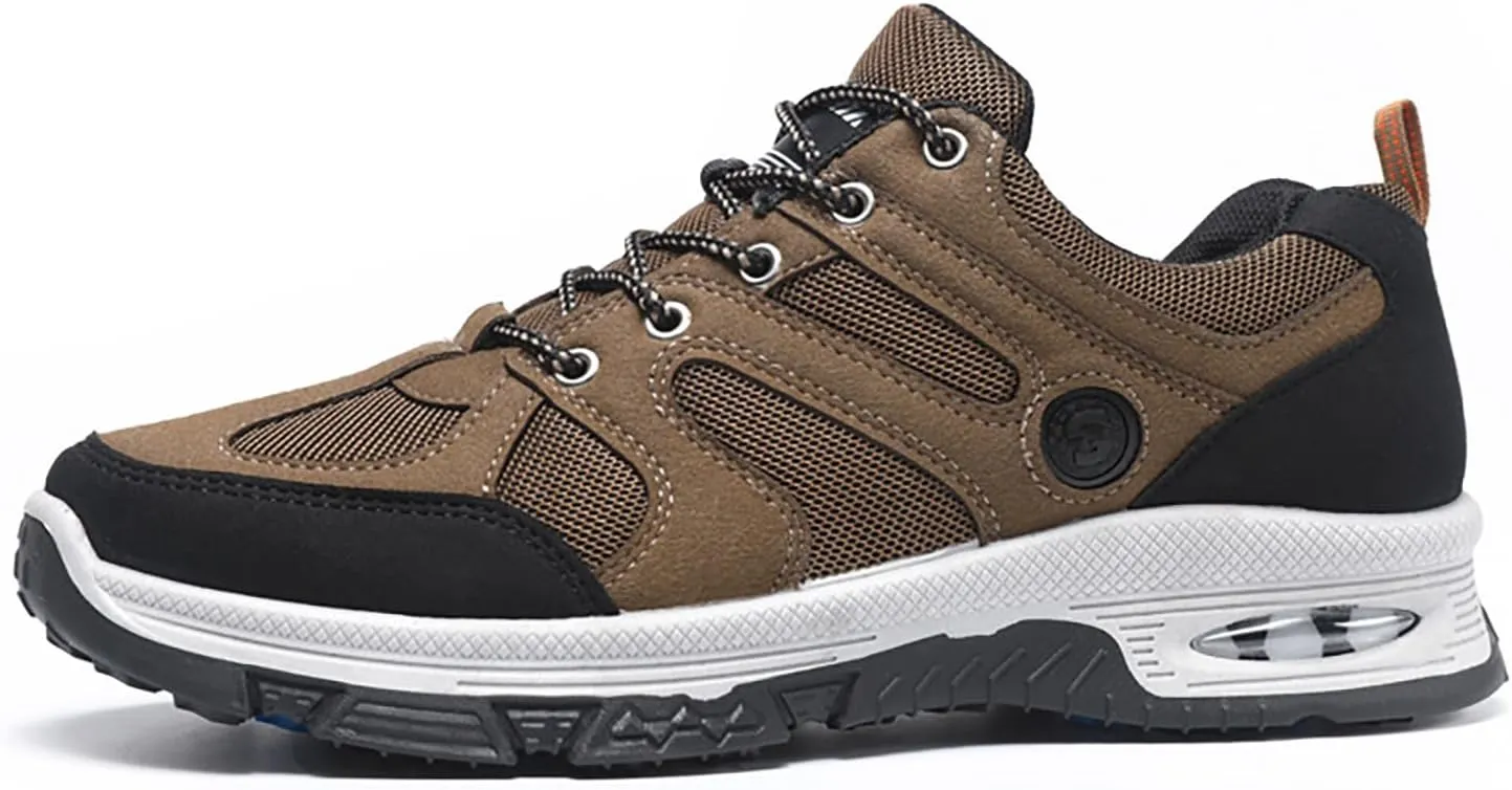 Hiking Shoes Men Breathable Non Slip Sneakers Lightweight Low Top Boots for Outdoor Climbing Trekking Walking Mountaineering Daily Work Shoes for Men with Air Cushion