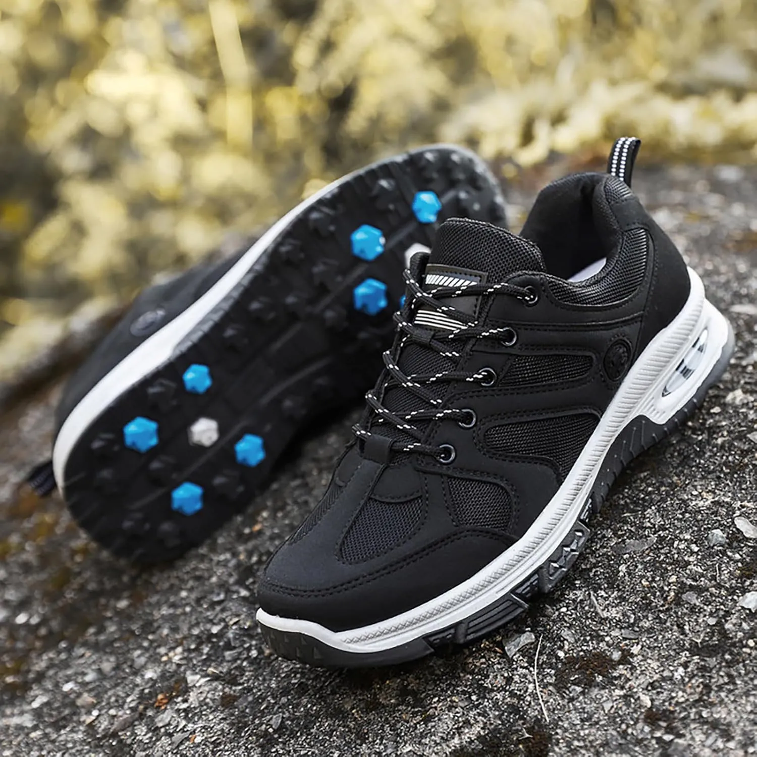 Hiking Shoes Men Breathable Non Slip Sneakers Lightweight Low Top Boots for Outdoor Climbing Trekking Walking Mountaineering Daily Work Shoes for Men with Air Cushion