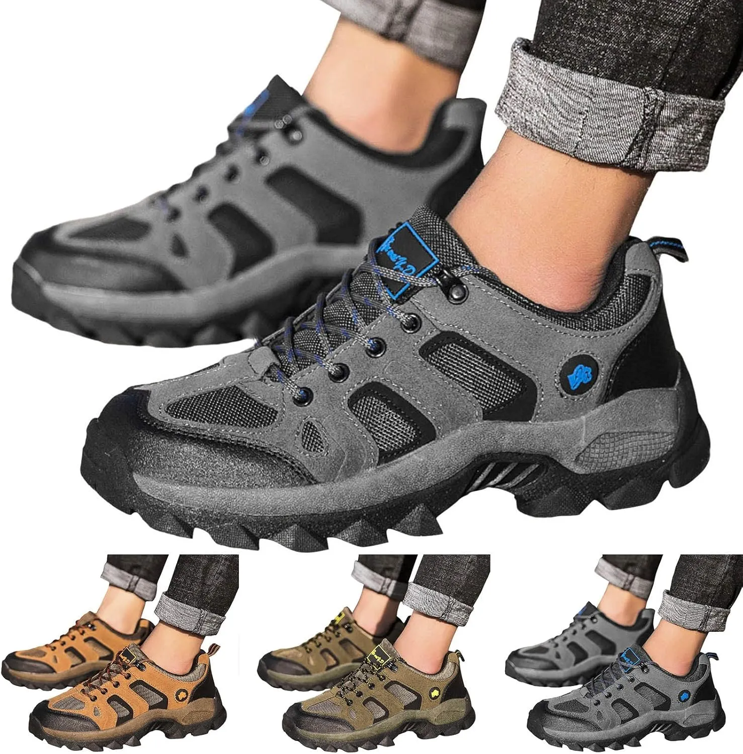 Hiking Shoes Men Lightweight Non Slip Breathable Walking Shoes Outdoor Waterproof Sports Shoe Mountaineering Sneakers for Men with Arch Support All Day Work Daily Work Sneaker