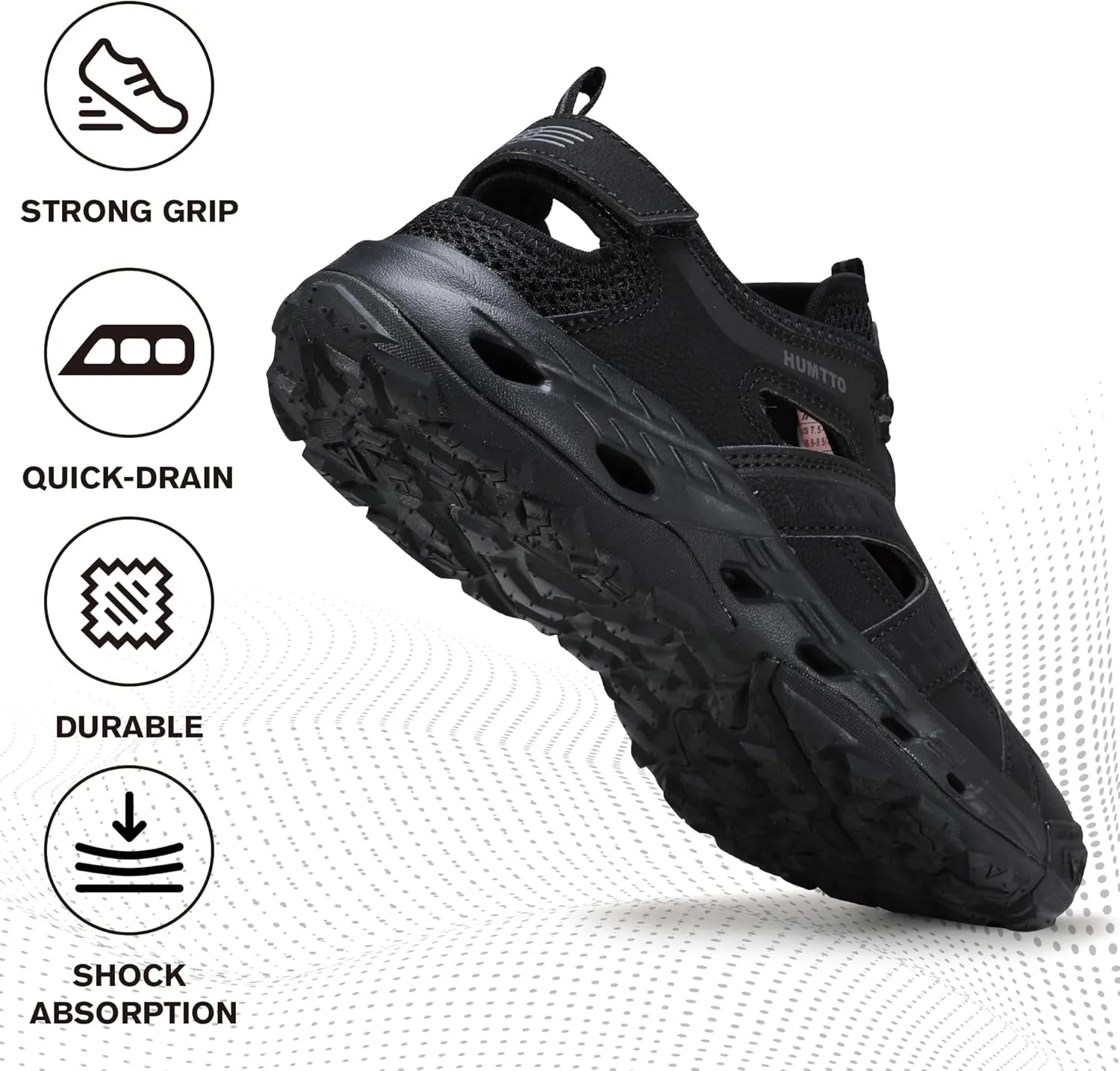 HUMTTO Men's Amphibious Closed Toe Hiking Sandals Quick-Dry Water Shoes Non-Slip Athletic Adjustable Outdoor Fisherman Beach Summer Walking Travel Shoe