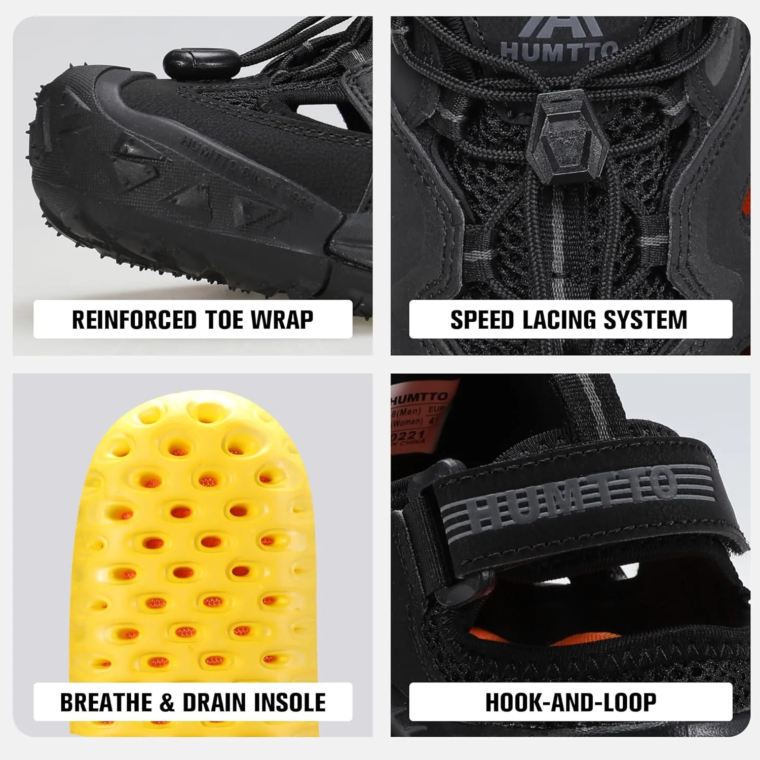 HUMTTO Men's Amphibious Closed Toe Hiking Sandals Quick-Dry Water Shoes Non-Slip Athletic Adjustable Outdoor Fisherman Beach Summer Walking Travel Shoe