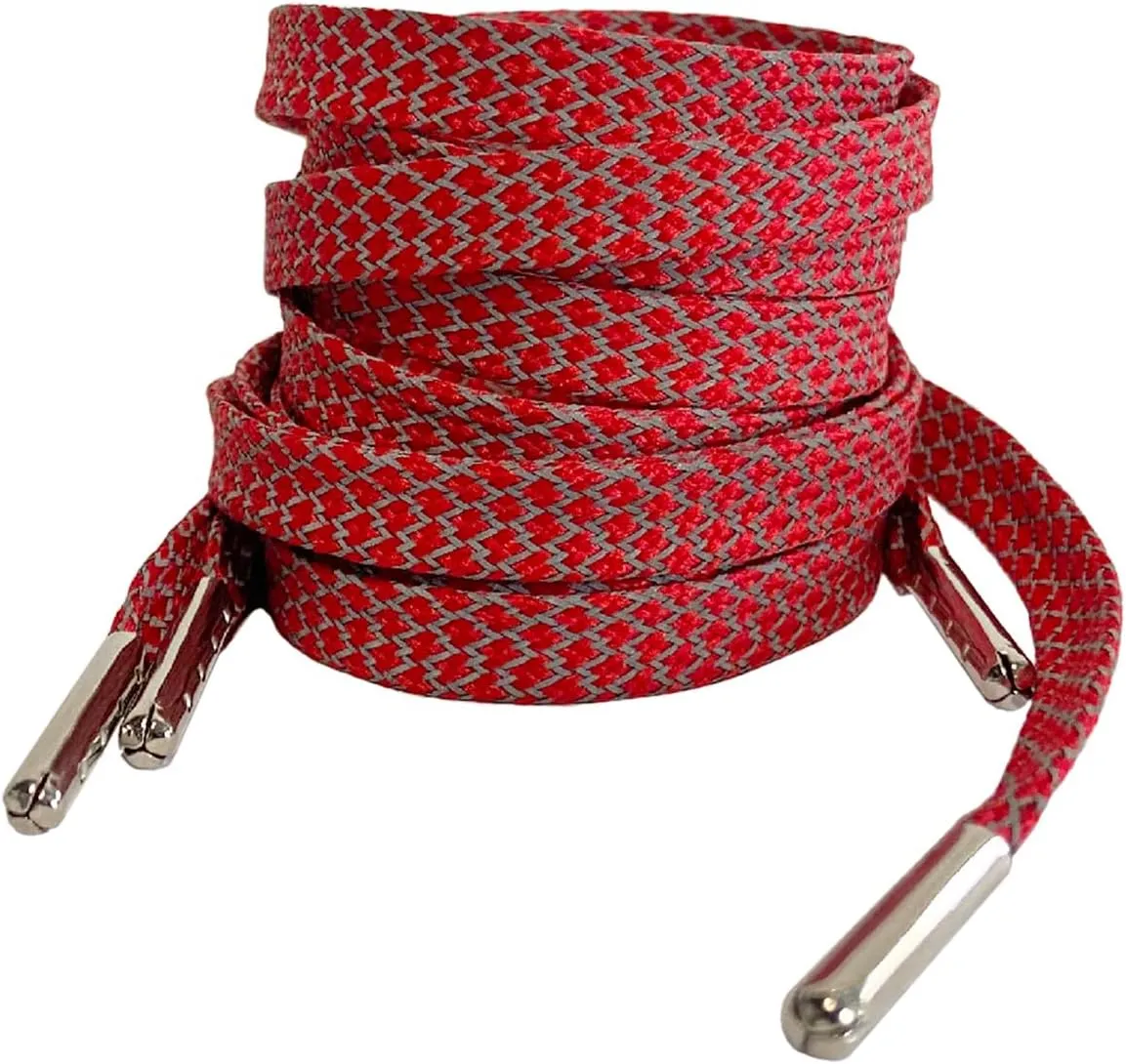 Iron head Flat Shoe Laces Reflective,for Sport Sneakers Skates Boots 9 Different Lengths 6 Colors