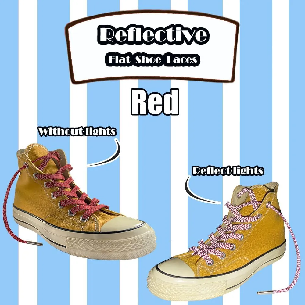 Iron head Flat Shoe Laces Reflective,for Sport Sneakers Skates Boots 9 Different Lengths 6 Colors