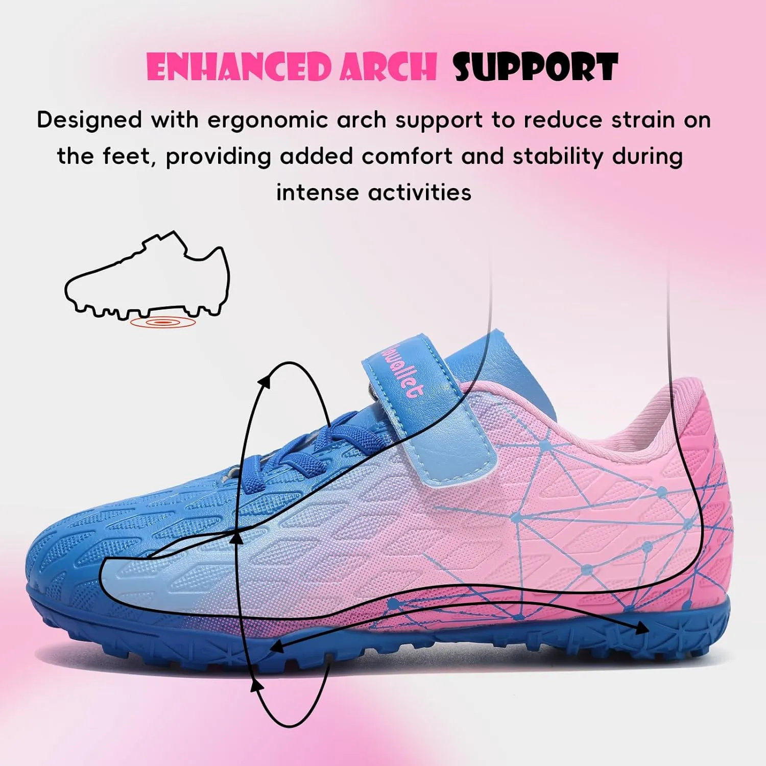 Kids Soccer Cleats Boys Girls Athletic Indoor Soccer Shoes Sneaker for Unisex