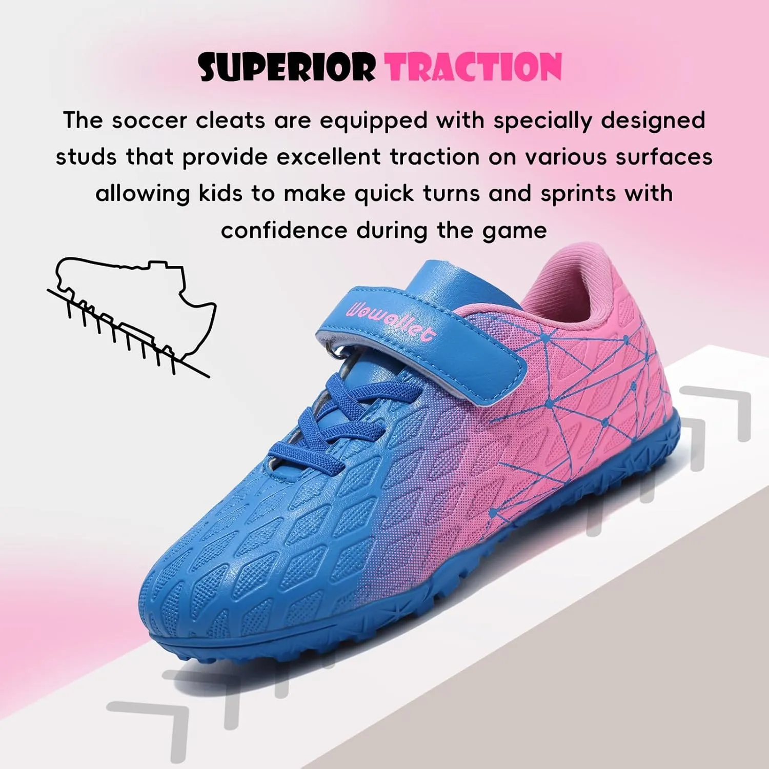 Kids Soccer Cleats Boys Girls Athletic Indoor Soccer Shoes Sneaker for Unisex