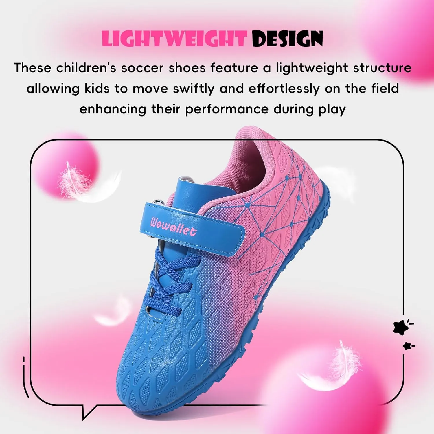 Kids Soccer Cleats Boys Girls Athletic Indoor Soccer Shoes Sneaker for Unisex
