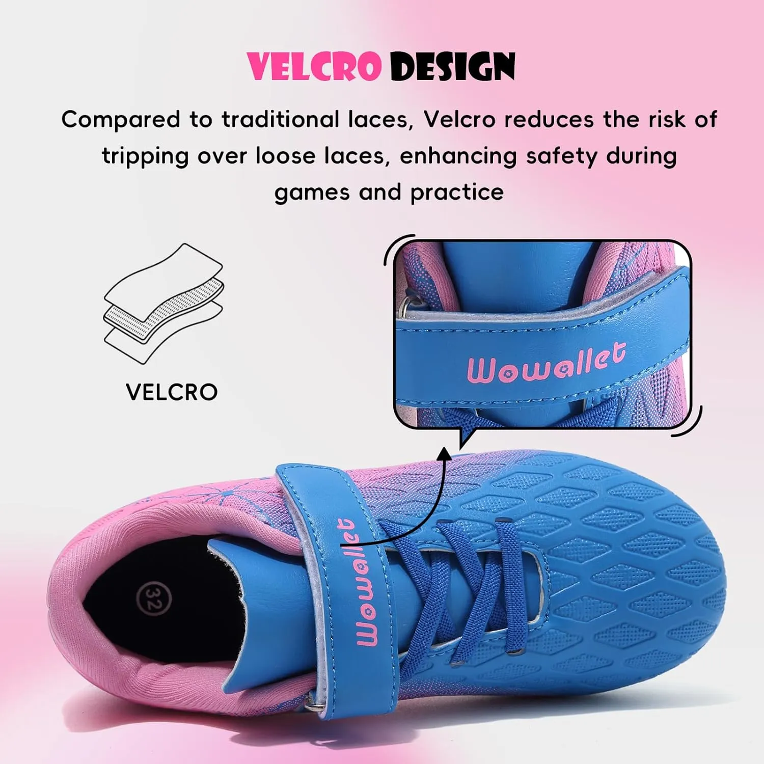 Kids Soccer Cleats Boys Girls Athletic Indoor Soccer Shoes Sneaker for Unisex