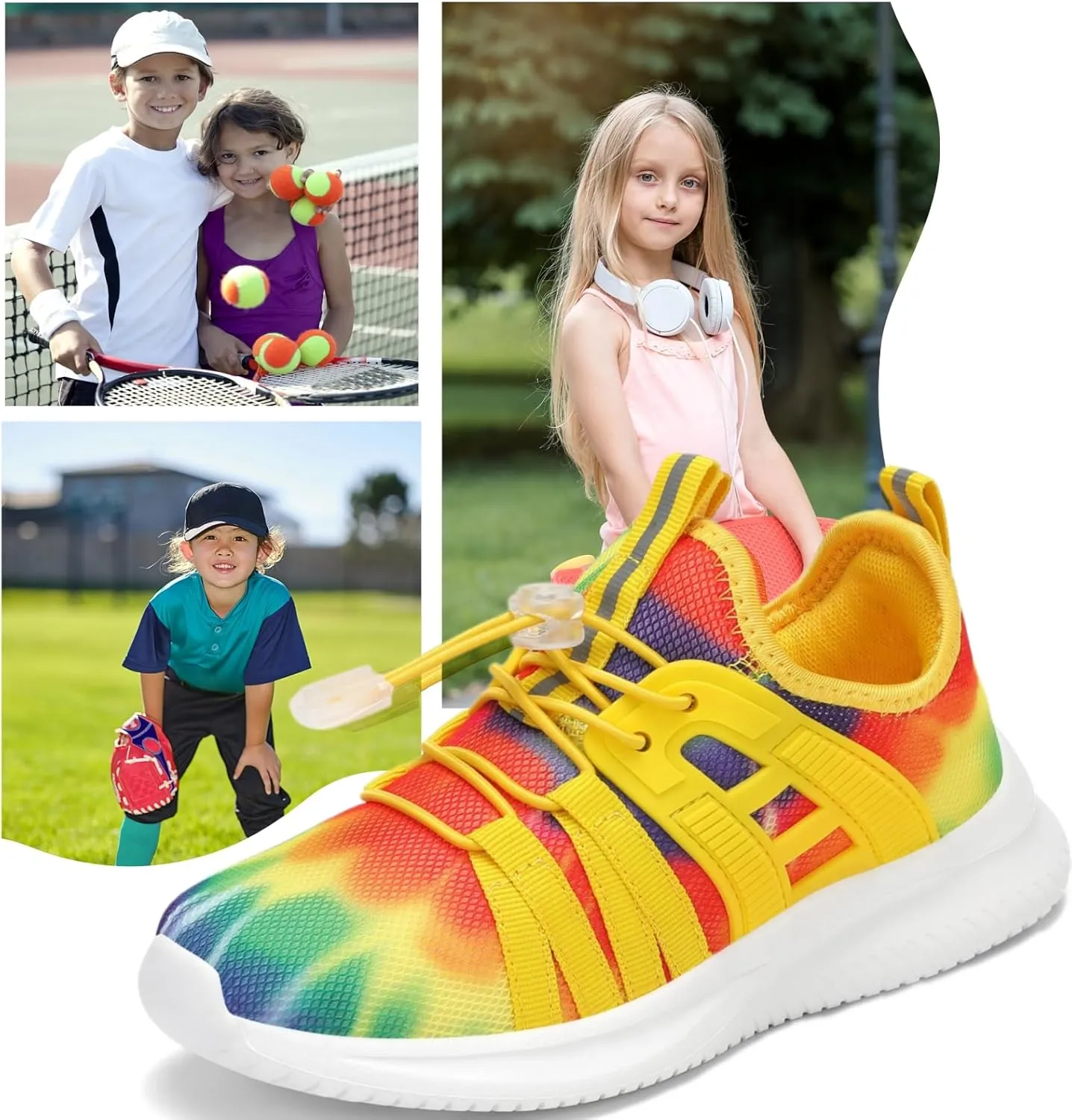 Kids Tennis Shoes, Girls Boys Comfortable Running Shoes, Lightweight Sneakers