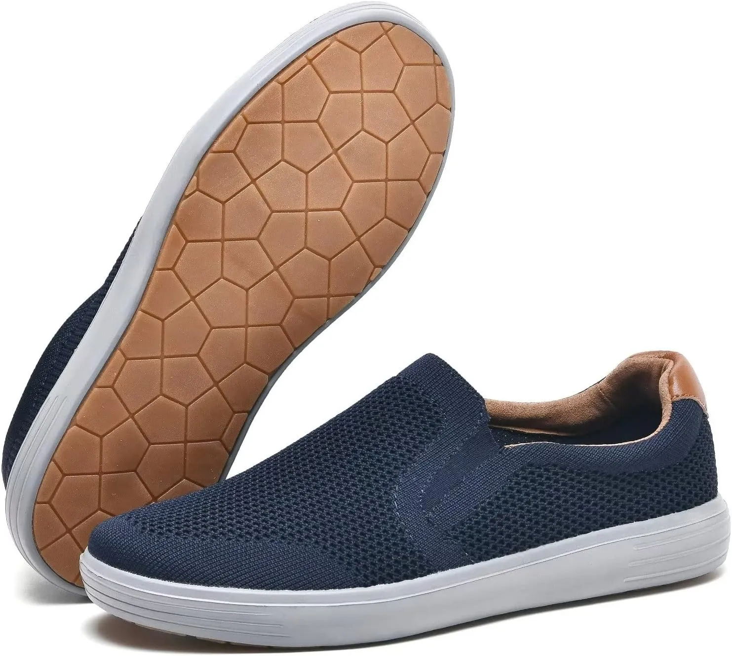 konhill Slip on Sneaker for Men- Casual Knit Boat Loafers Walking Shoes Driving Work Memory Skate Foam Shoes