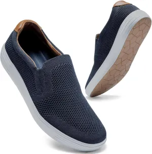 konhill Slip on Sneaker for Men- Casual Knit Boat Loafers Walking Shoes Driving Work Memory Skate Foam Shoes