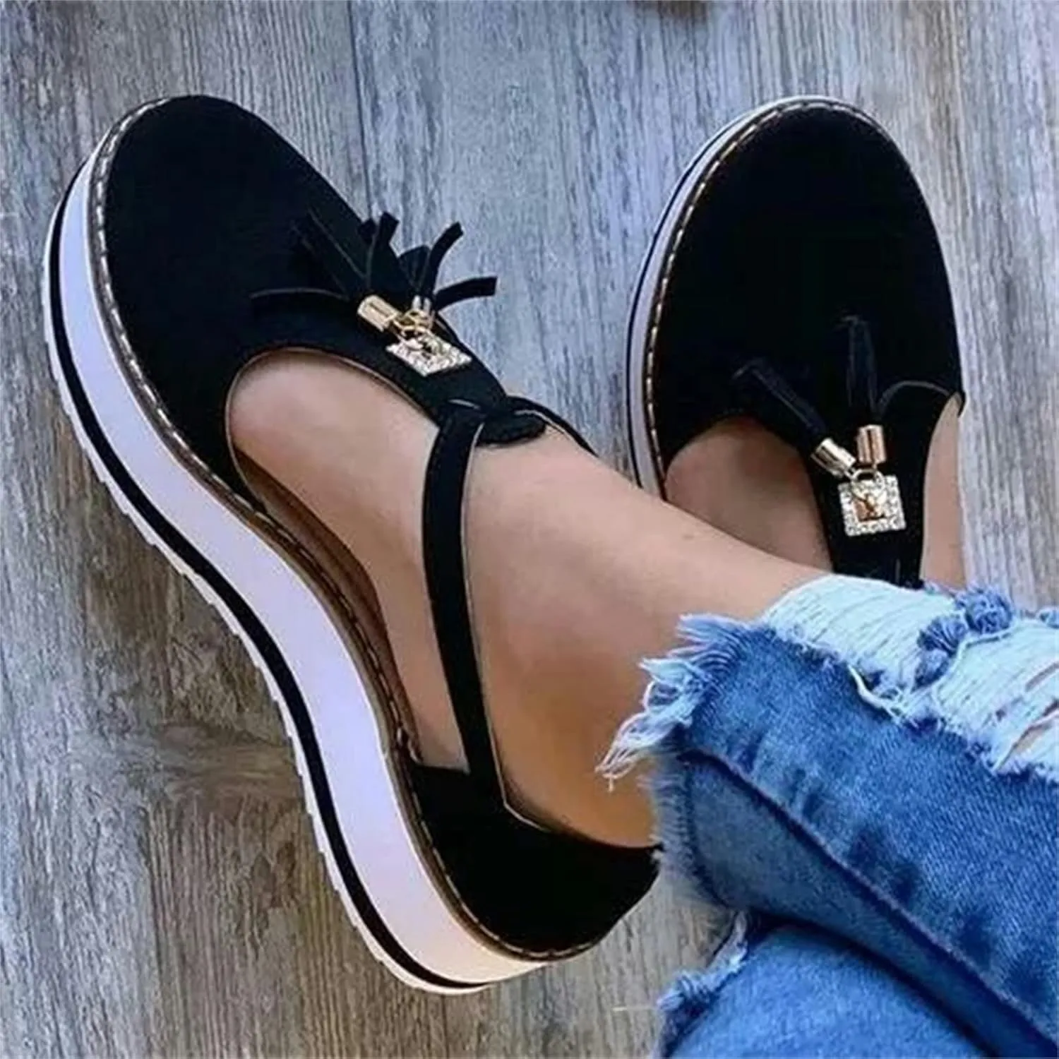 Ladmiple Shoes For Women Sneakers Slip Ons Memory Foam Comfort Walking Shoes Fashion Casual Summer Platform Flats Loafer