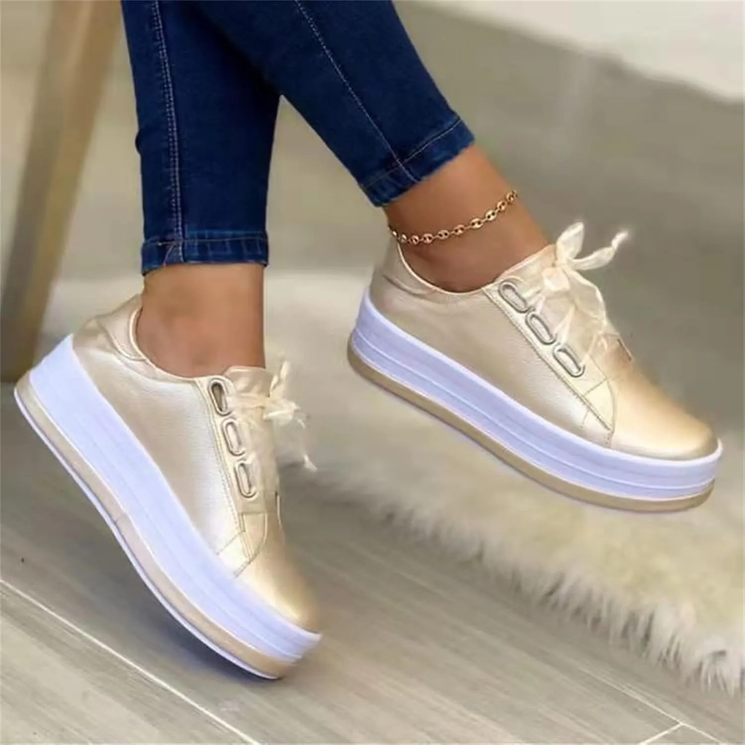 Ladmiple Shoes For Women Sneakers Slip Ons Memory Foam Comfort Walking Shoes Fashion Casual Summer Platform Flats Loafer