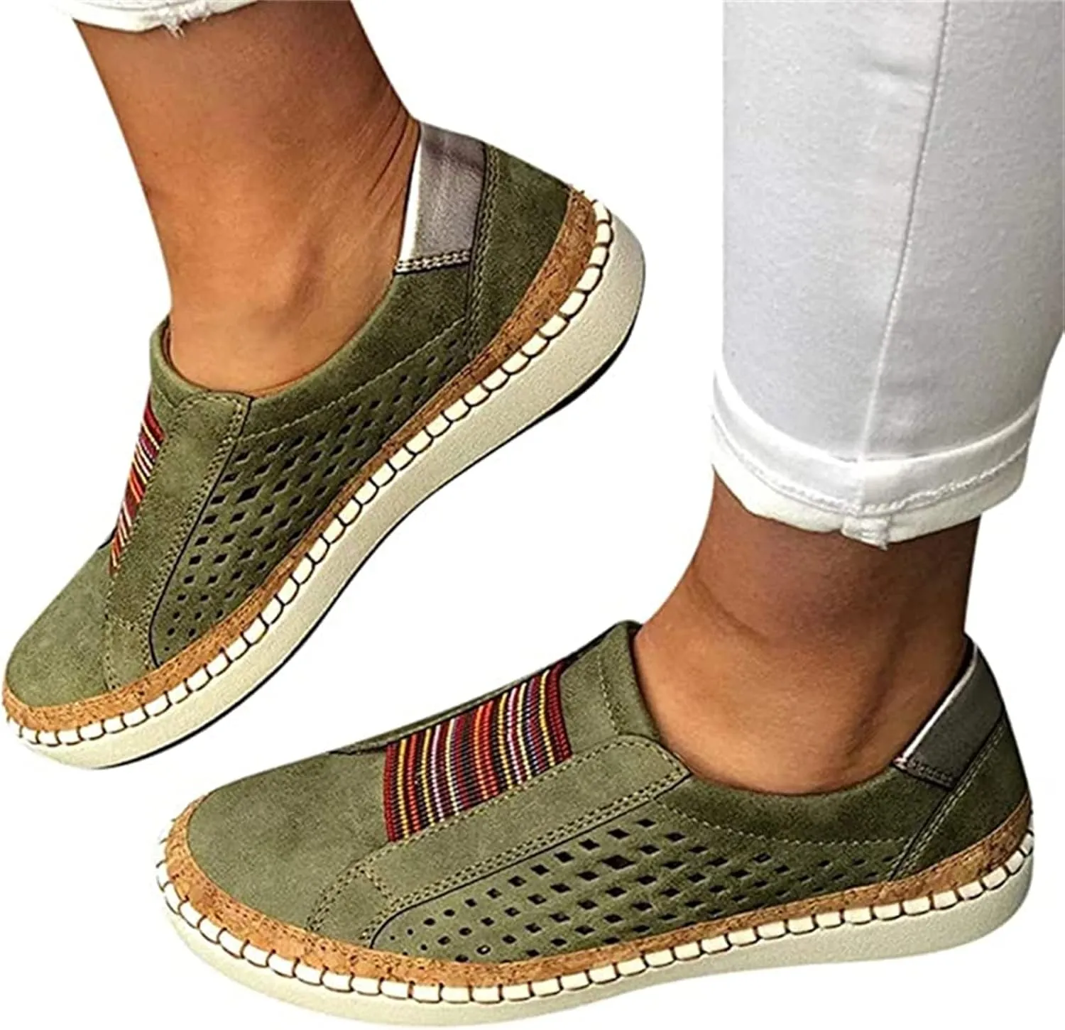 Ladmiple Shoes For Women Sneakers Slip Ons Memory Foam Comfort Walking Shoes Fashion Casual Summer Platform Flats Loafer