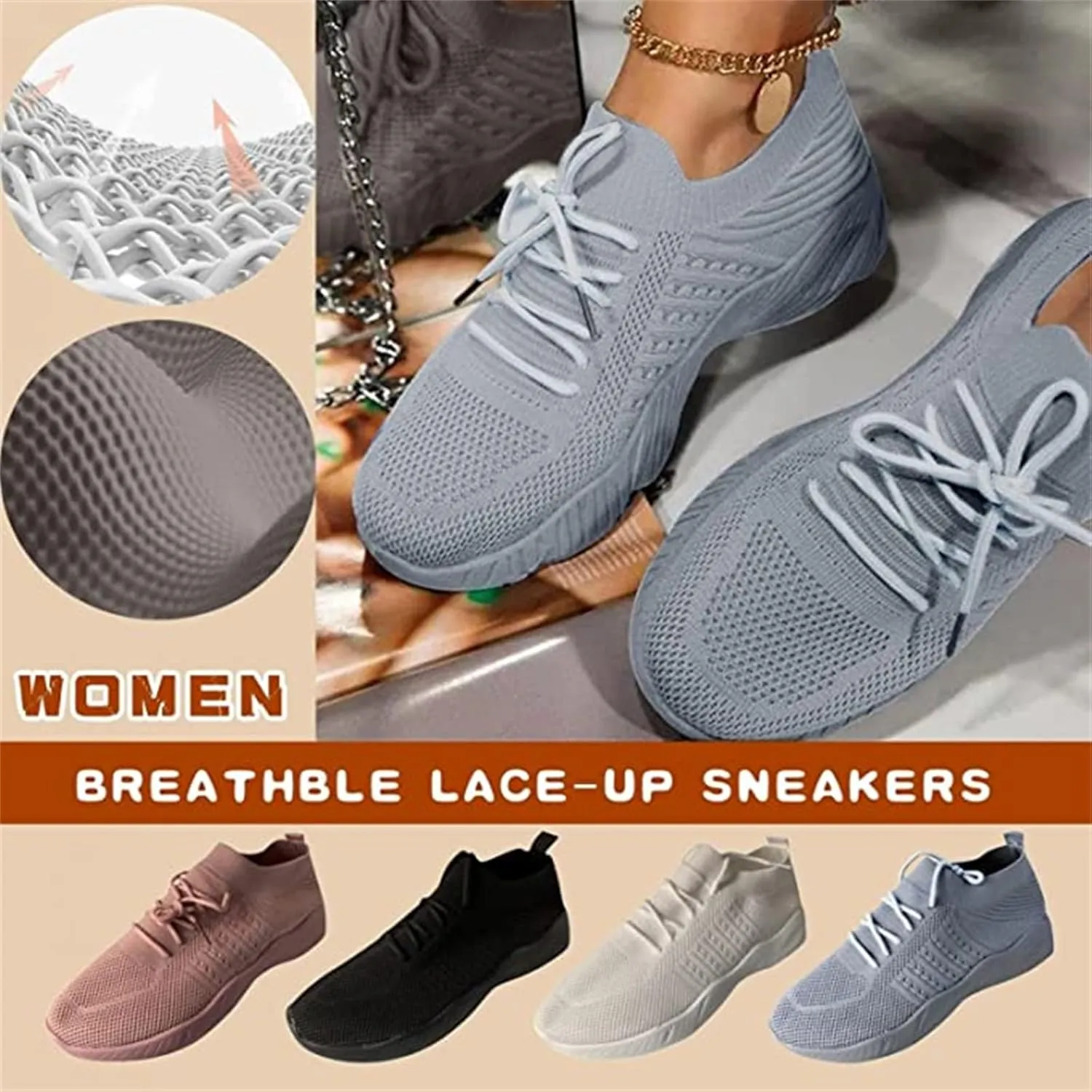 Ladmiple Tennis Shoes Womens Walking Running Slip On Breathable Athletic Workout Lightweight Breathable Gym Fashion Sneakers