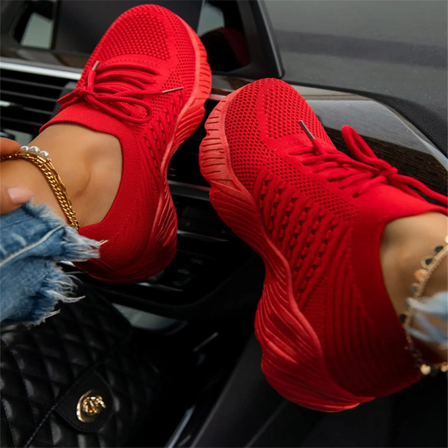 Ladmiple Tennis Shoes Womens Walking Running Slip On Breathable Athletic Workout Lightweight Breathable Gym Fashion Sneakers
