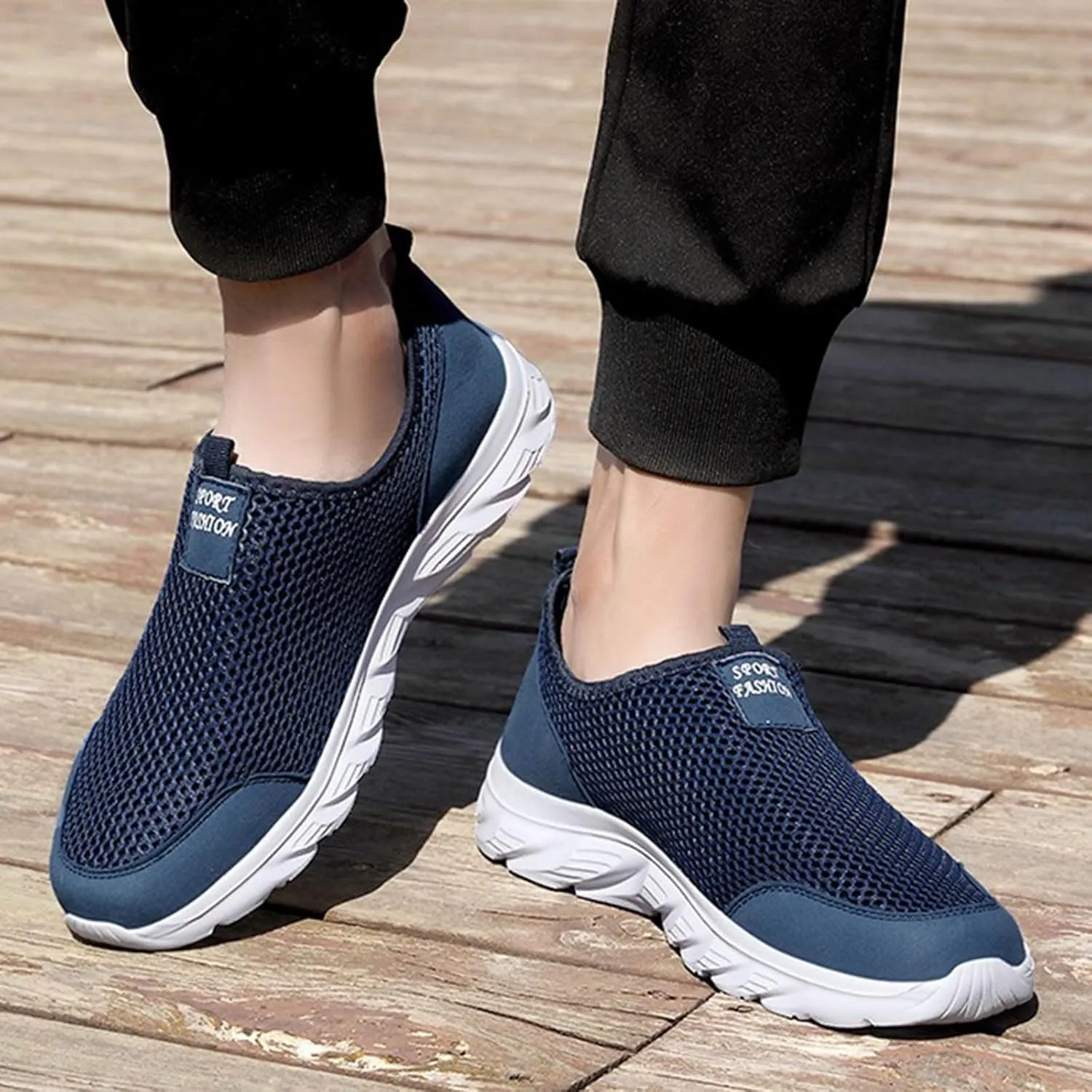 Light-Weight Mens Loafers & Slip-Ons Men's Mesh Foot Covered Breathable Lightweight Travel Slip On Sneakers