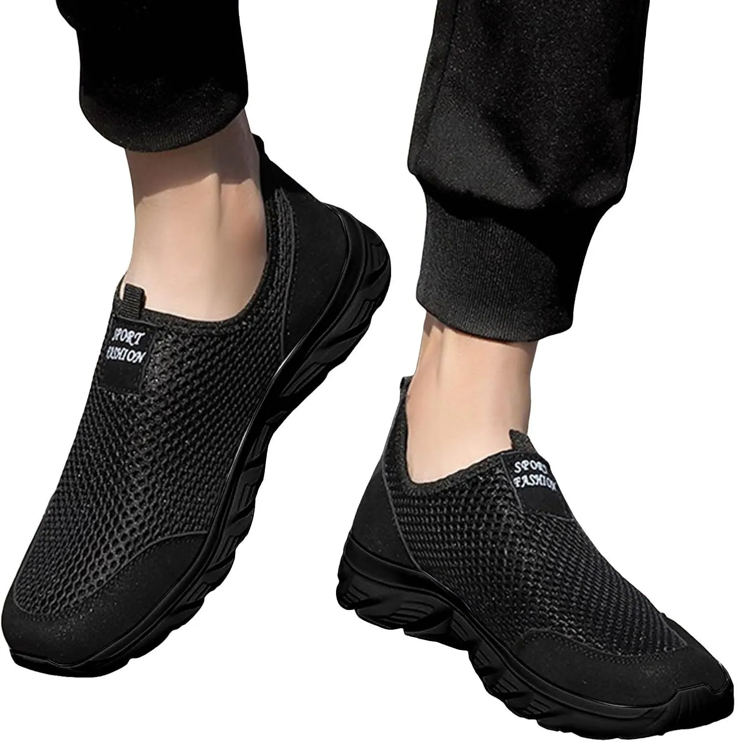 Light-Weight Mens Loafers & Slip-Ons Men's Mesh Foot Covered Breathable Lightweight Travel Slip On Sneakers