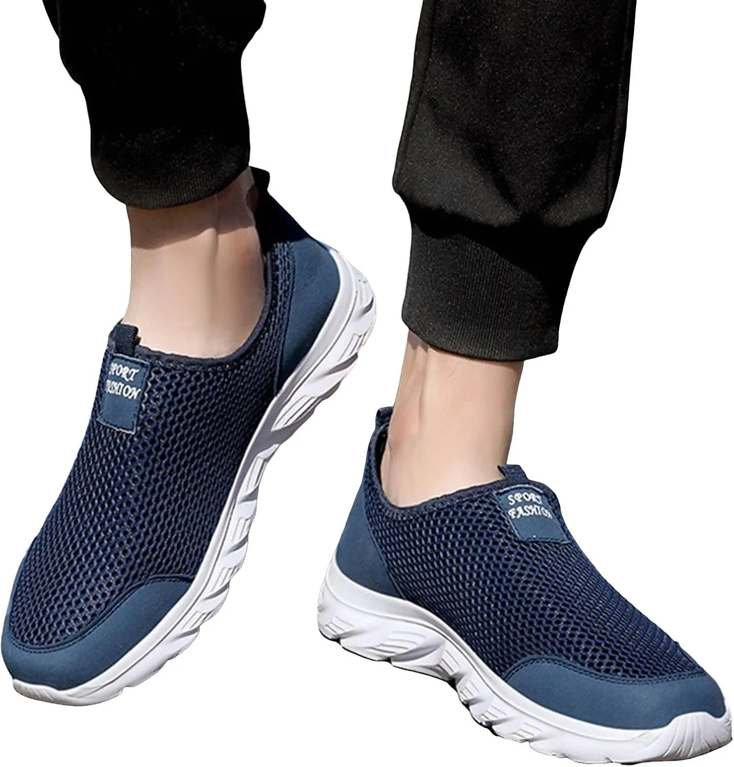 Light-Weight Mens Loafers & Slip-Ons Men's Mesh Foot Covered Breathable Lightweight Travel Slip On Sneakers