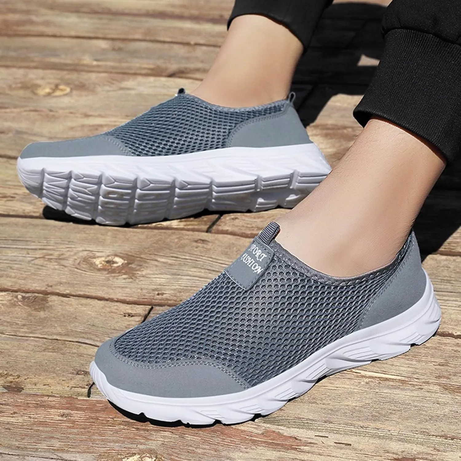 Light-Weight Mens Loafers & Slip-Ons Men's Mesh Foot Covered Breathable Lightweight Travel Slip On Sneakers