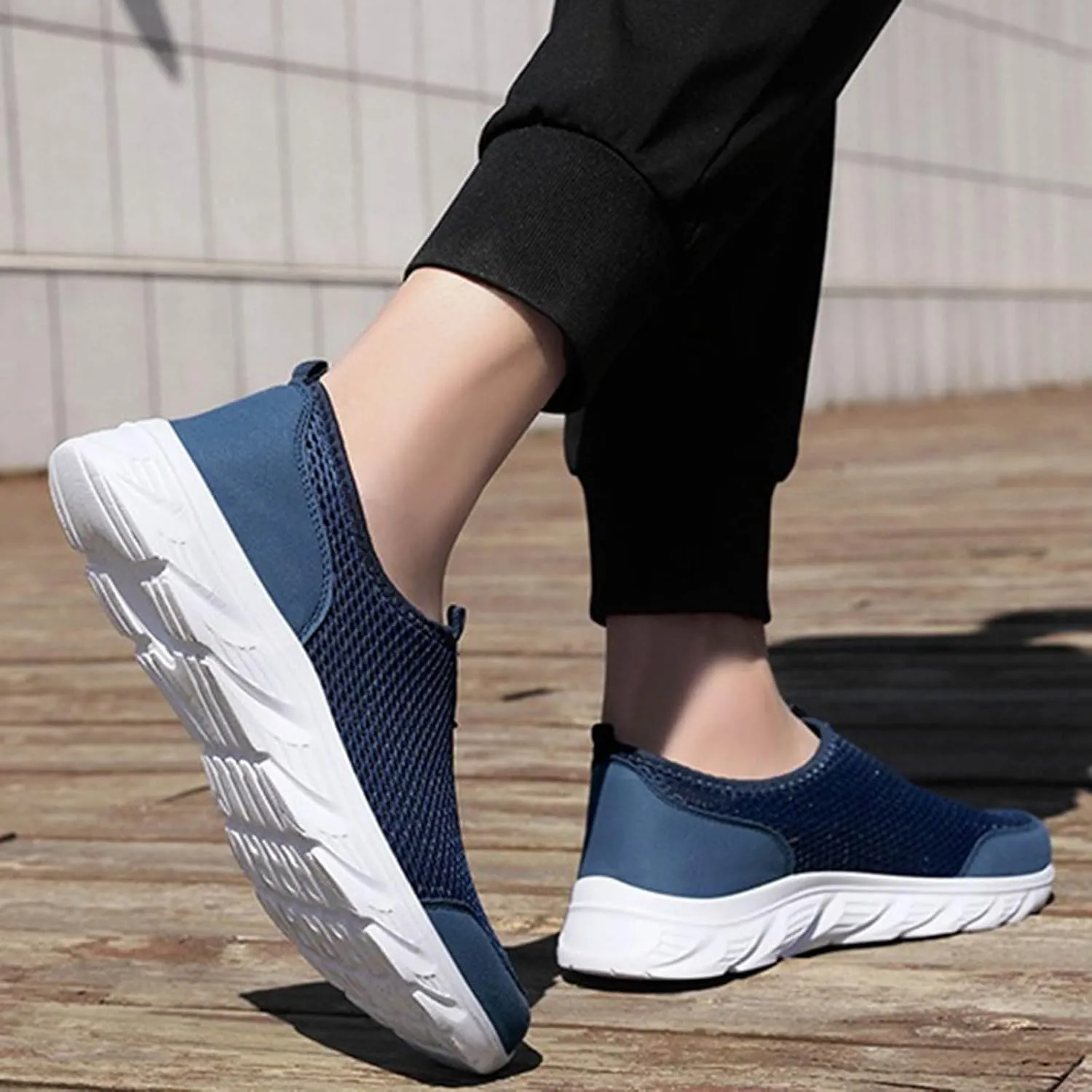 Light-Weight Mens Loafers & Slip-Ons Men's Mesh Foot Covered Breathable Lightweight Travel Slip On Sneakers