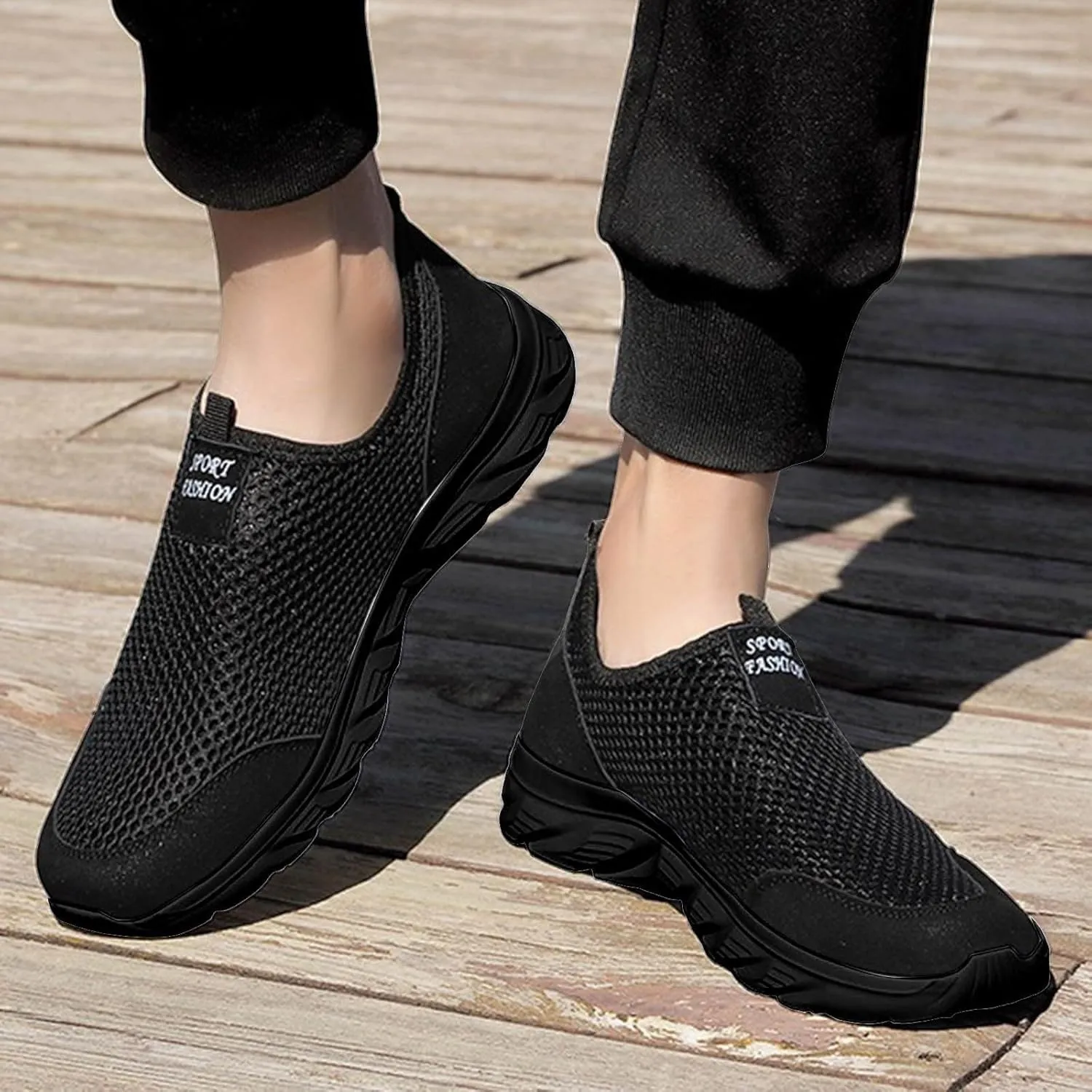 Light-Weight Mens Loafers & Slip-Ons Men's Mesh Foot Covered Breathable Lightweight Travel Slip On Sneakers