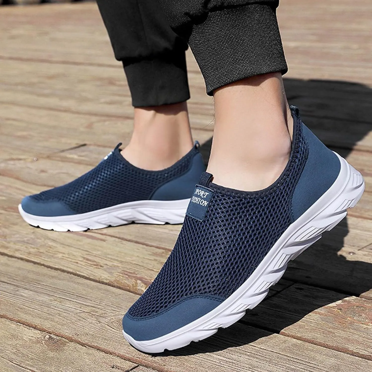 Light-Weight Mens Loafers & Slip-Ons Men's Mesh Foot Covered Breathable Lightweight Travel Slip On Sneakers