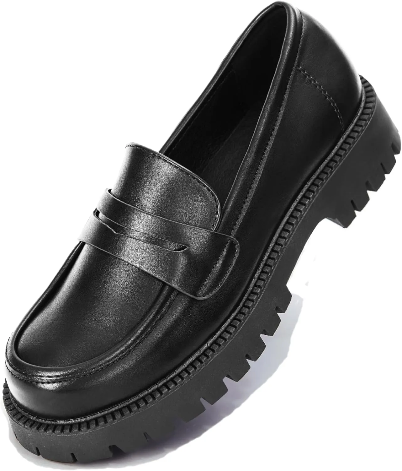 Loafers for Women Chunky Heeled - Work Shoes Platform Lug Sole Memory Foam Mocasines para Mujer