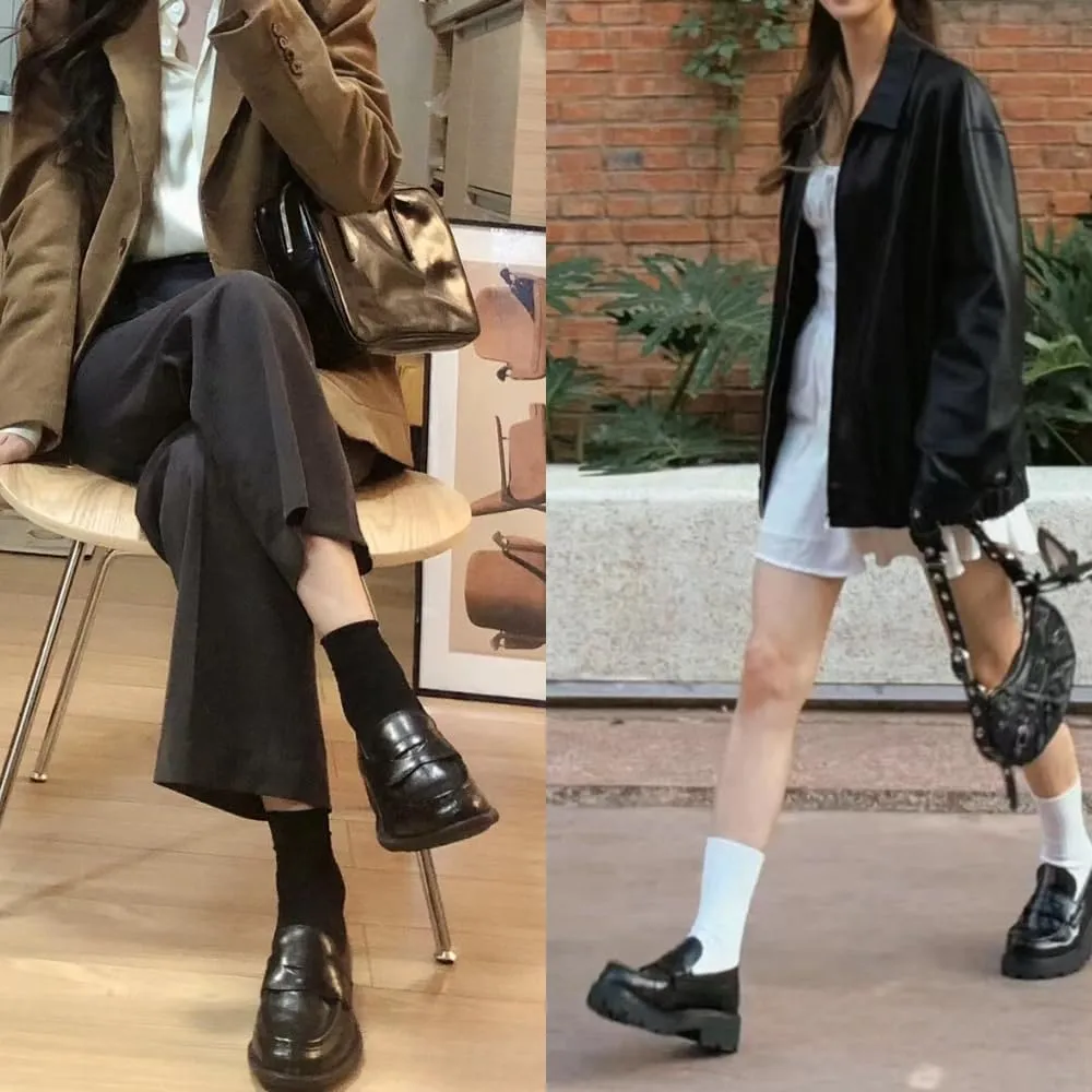 Loafers for Women Chunky Heeled - Work Shoes Platform Lug Sole Memory Foam Mocasines para Mujer