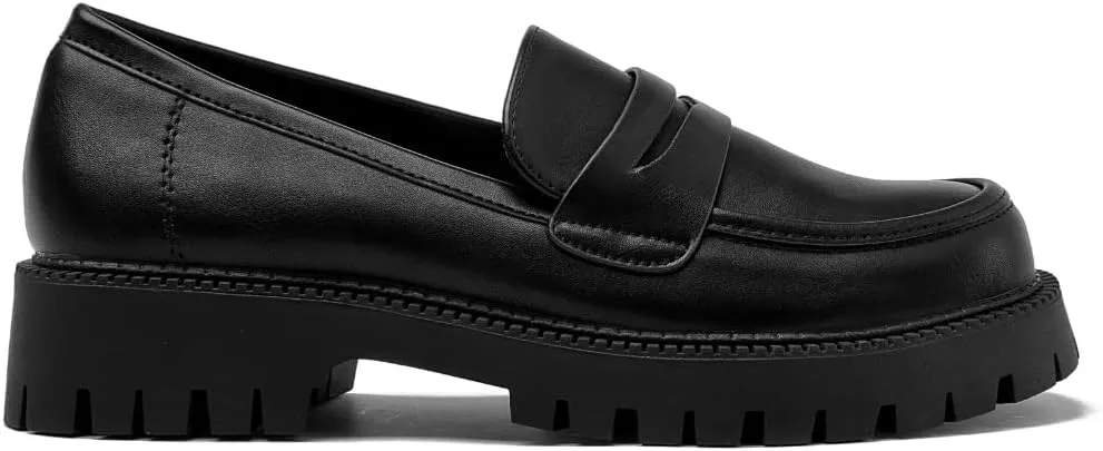 Loafers for Women Chunky Heeled - Work Shoes Platform Lug Sole Memory Foam Mocasines para Mujer
