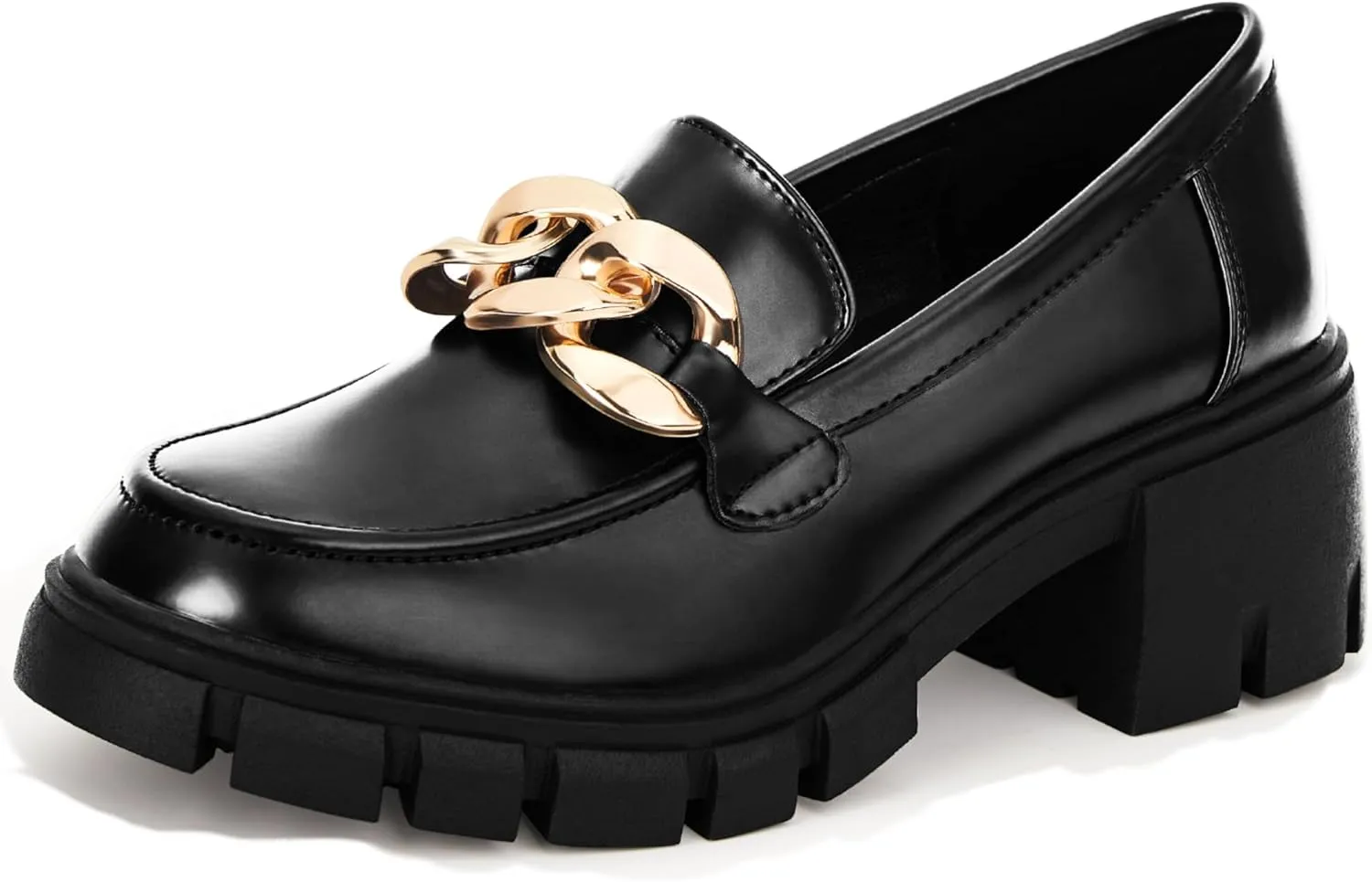 Loafers for Women Chunky Heeled - Work Shoes Platform Lug Sole Memory Foam Mocasines para Mujer