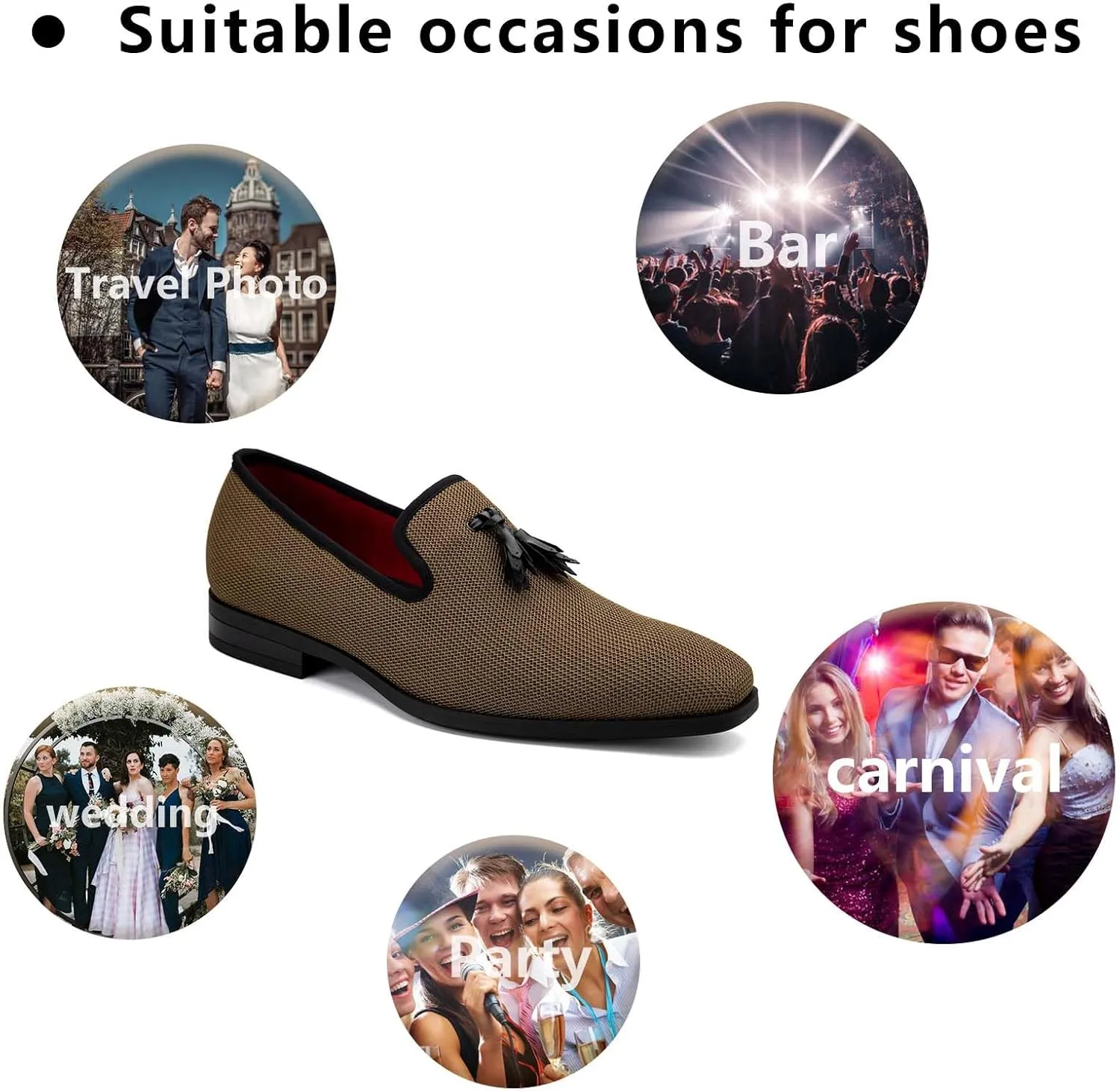 Meijiana Men's Loafers Lightweight Slip-On Moccasins Stylish Dress Shoes Breathable Tassels Loafers