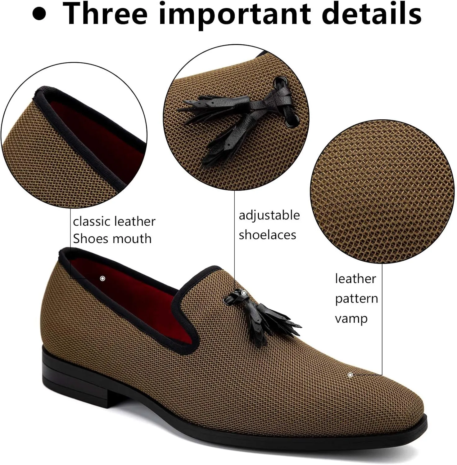 Meijiana Men's Loafers Lightweight Slip-On Moccasins Stylish Dress Shoes Breathable Tassels Loafers