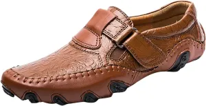 Men Fashion Walking Sneakers Non Slip Work Shoes Comfortable Leather Casual Mens Slip on Shoes Casual Wide Width