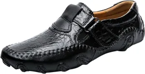 Men Fashion Walking Sneakers Non Slip Work Shoes Comfortable Leather Casual Mens Slip on Shoes Casual Wide Width