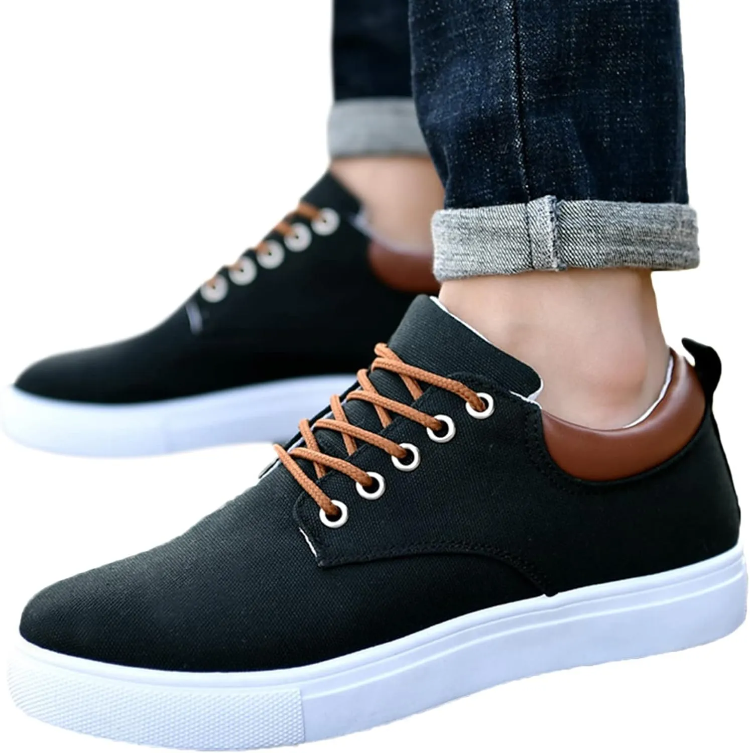 Men Low Top Canvas Walking Shoes Lace Up Fashion Casual Boats and Shoes