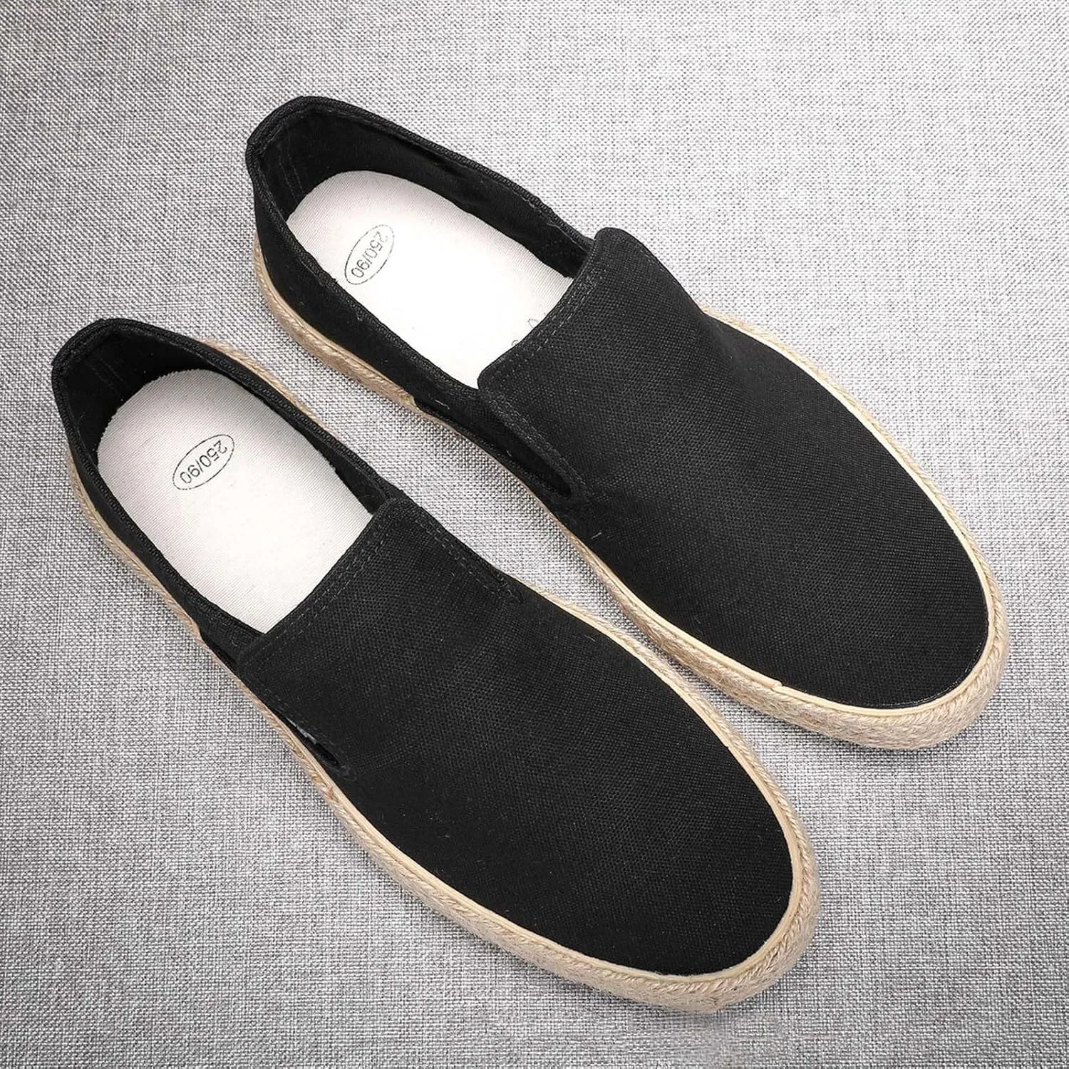 Men Slip on Walking Shoes Comfort Memory Foam Breathable Fashion Canvas Sneakers Non Slip Indoor Outdoor Workout Tennis Shoes Wide Width