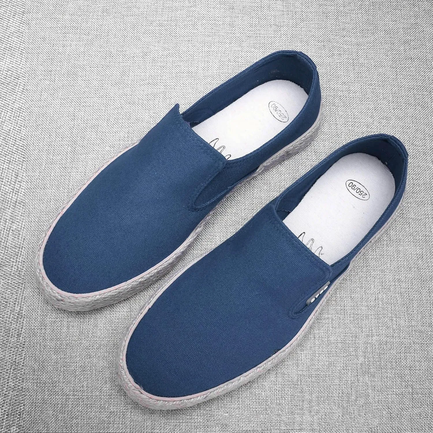 Men Slip on Walking Shoes Comfort Memory Foam Breathable Fashion Canvas Sneakers Non Slip Indoor Outdoor Workout Tennis Shoes Wide Width