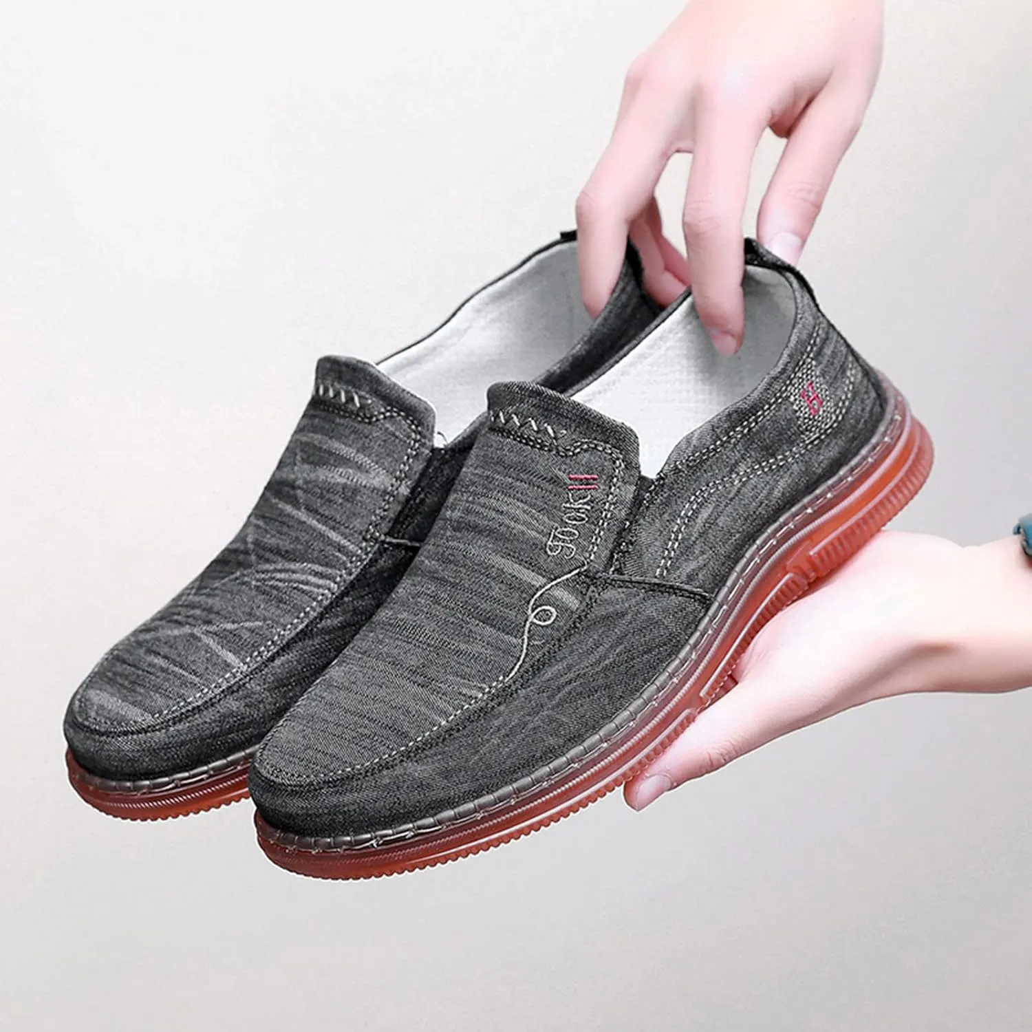 Men Slip on Walking Shoes Comfort Memory Foam Breathable Fashion Sneakers Non Slip Travel Jogging Training Gym Shoes Wide Width