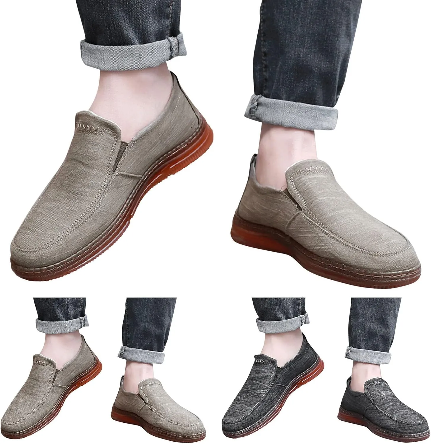Men Slip on Walking Shoes Comfort Memory Foam Breathable Fashion Sneakers Non Slip Travel Jogging Training Gym Shoes Wide Width