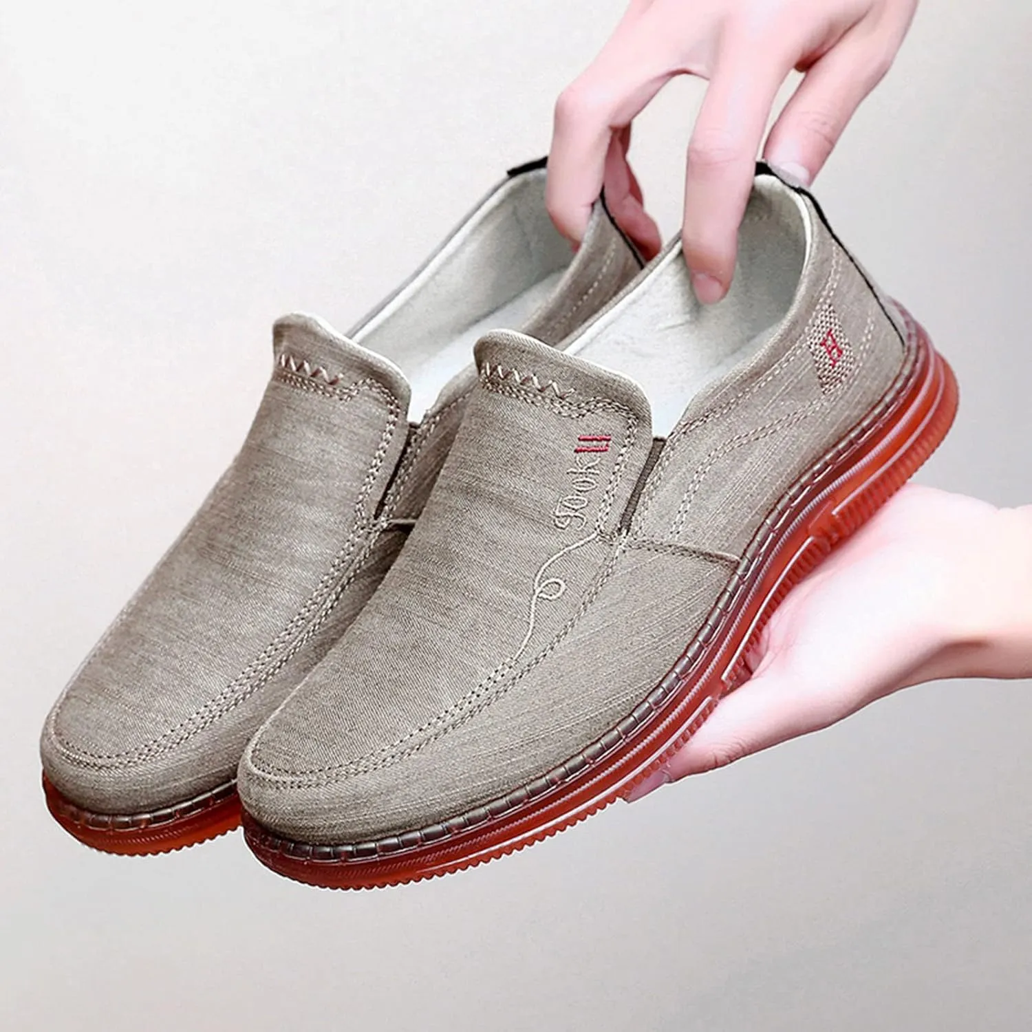 Men Slip on Walking Shoes Comfort Memory Foam Breathable Fashion Sneakers Non Slip Travel Jogging Training Gym Shoes Wide Width