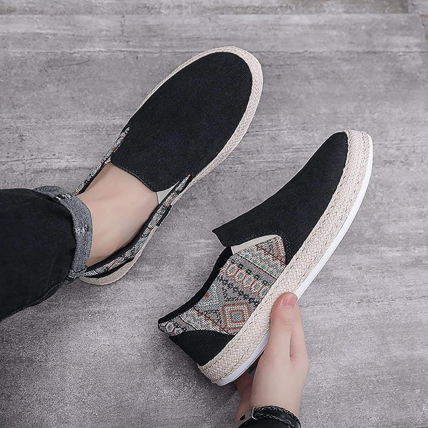 Men Slip on Walking Shoes Comfort Memory Foam Breathable Mesh Fashion Sneakers Non Slip Arch Support Vacation Athletic Running Shoes