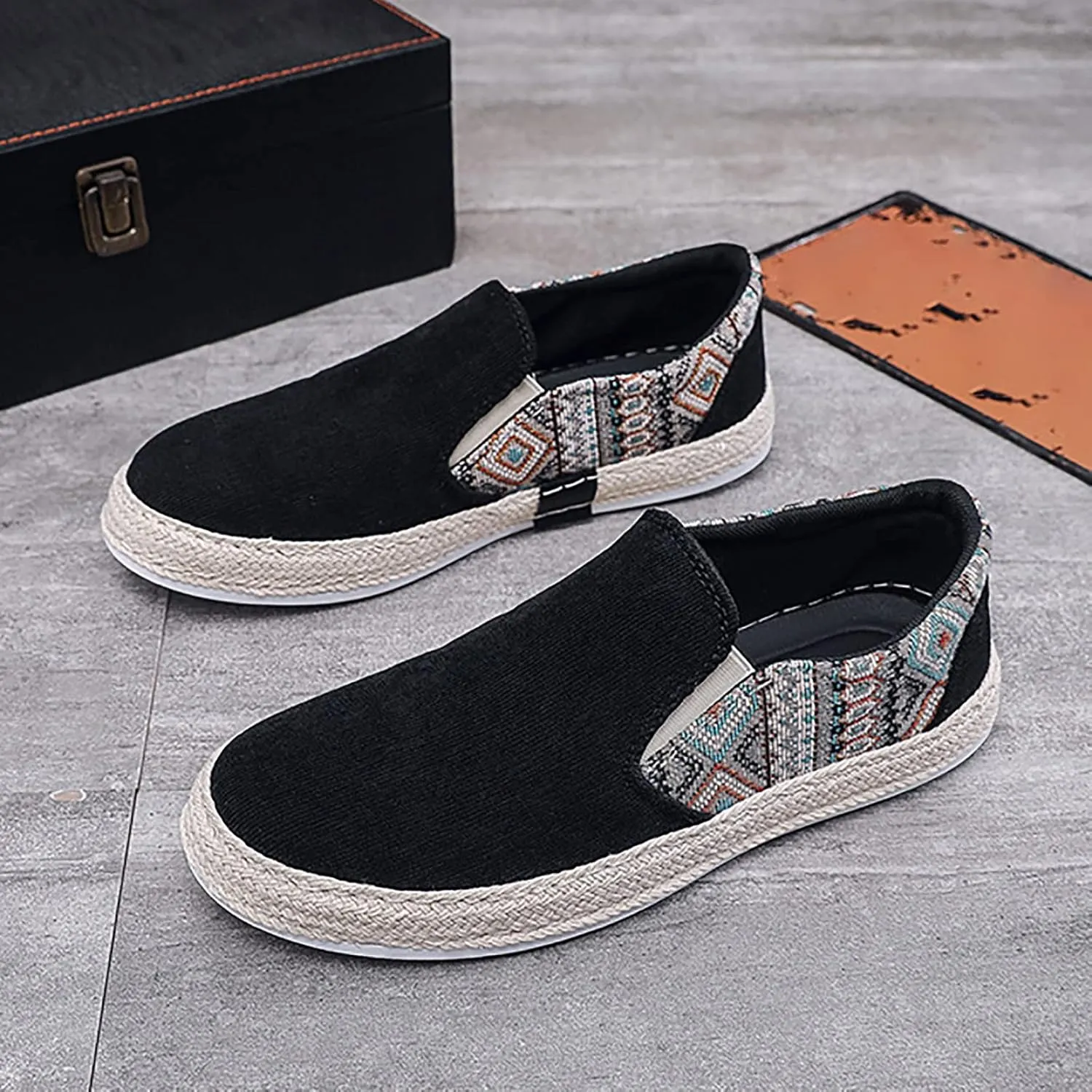 Men Slip on Walking Shoes Comfort Memory Foam Breathable Mesh Fashion Sneakers Non Slip Arch Support Vacation Athletic Running Shoes