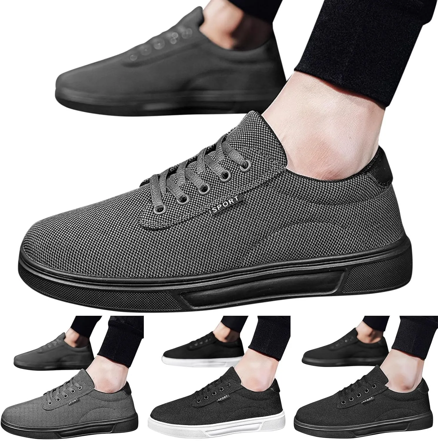 Men Slip on Walking Shoes Comfortable Memory Foam Breathable Mesh Fashion Sneakers Non Slip Arch Support Vacation Training Gym Shoes Wide Width