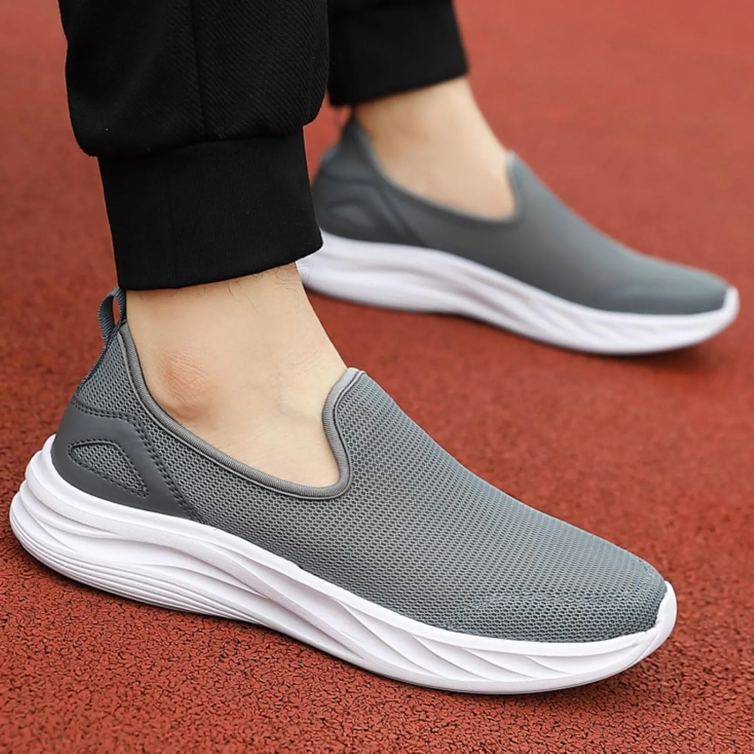Men Slip on Walking Shoes Comfortable Memory Foam Ultra Lightweight Breathable Fashion Sneakers Non Slip Indoor Outdoor Workout Tennis Shoes Wide Width