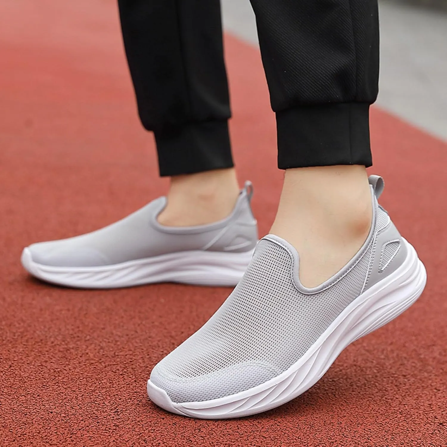 Men Slip on Walking Shoes Comfortable Memory Foam Ultra Lightweight Breathable Fashion Sneakers Non Slip Indoor Outdoor Workout Tennis Shoes Wide Width