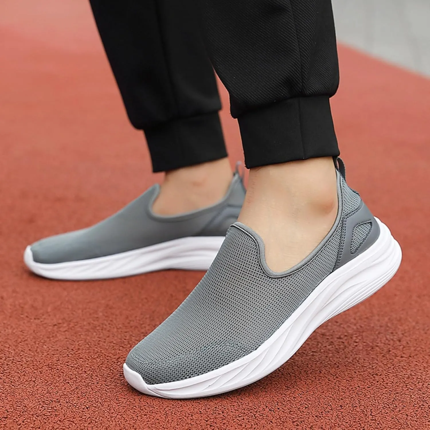 Men Slip on Walking Shoes Comfortable Memory Foam Ultra Lightweight Breathable Fashion Sneakers Non Slip Indoor Outdoor Workout Tennis Shoes Wide Width