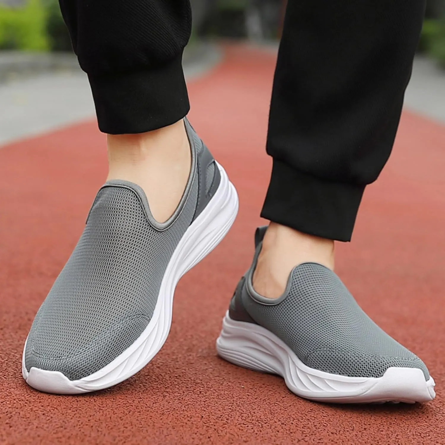 Men Slip on Walking Shoes Comfortable Memory Foam Ultra Lightweight Breathable Fashion Sneakers Non Slip Indoor Outdoor Workout Tennis Shoes Wide Width