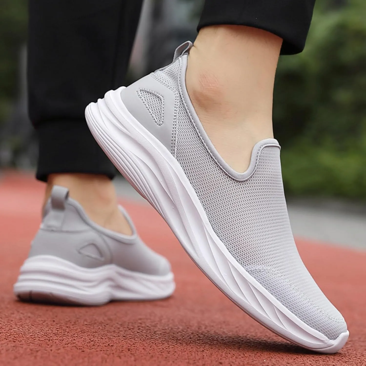 Men Slip on Walking Shoes Comfortable Memory Foam Ultra Lightweight Breathable Fashion Sneakers Non Slip Indoor Outdoor Workout Tennis Shoes Wide Width