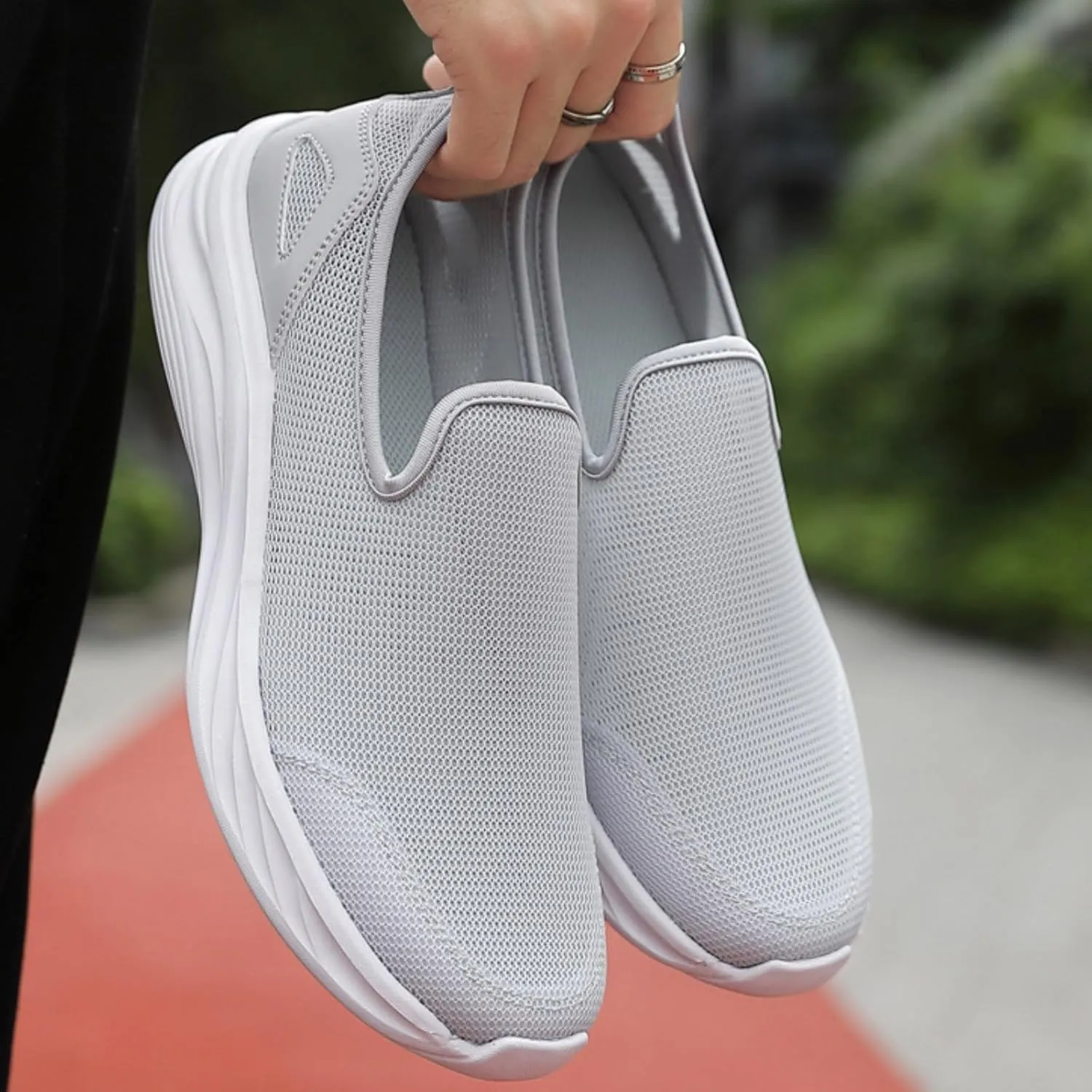 Men Slip on Walking Shoes Comfortable Memory Foam Ultra Lightweight Breathable Fashion Sneakers Non Slip Indoor Outdoor Workout Tennis Shoes Wide Width